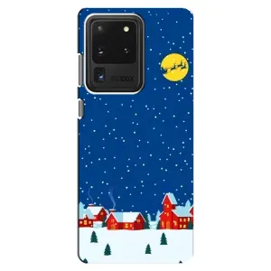 Силиконовый бампер на рождество для Samsung Galaxy S20 Ultra (Город в снегу)
