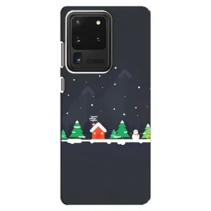Силиконовый бампер на рождество для Samsung Galaxy S20 Ultra (Город зимний)