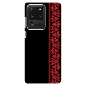 Силиконовый Чехол на Samsung Galaxy S20 Ultra (Красная Вышиванка)