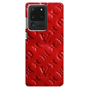 Текстурный Чехол Louis Vuitton для Самсунг С20 Ультра (Красный ЛВ)