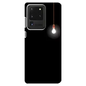 Чехол с картинками на черном фоне для Samsung Galaxy S20 Ultra (Лампочка)