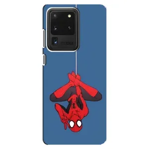 Чехол Супергерой Человека Паука на Samsung Galaxy S20 Ultra (На паутине)