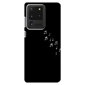 Чехол с картинками на черном фоне для Samsung Galaxy S20 Ultra (Ноты)