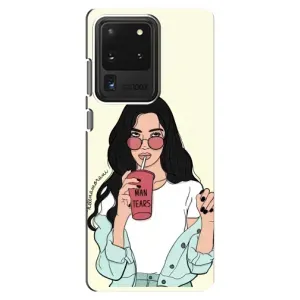 Силиконовый Чехол на Samsung Galaxy S20 Ultra с картинкой Стильных Девушек (С напитком)