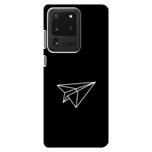 Чехол с картинками на черном фоне для Samsung Galaxy S20 Ultra (Самолетик)