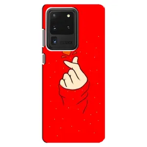 Чехлы (Знак сердечка) на Samsung Galaxy S20 Ultra (Сердце на красном)