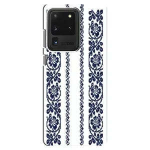 Силиконовый Чехол на Samsung Galaxy S20 Ultra с картинкой Вышиванки (Синяя вышиванка)