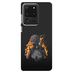 Силиконовый чехол с картинкой "Герой Pubg" на Samsung Galaxy S20 Ultra (В огне)