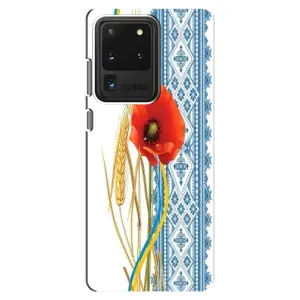 Силиконовый Чехол на Samsung Galaxy S20 Ultra с картинкой Вышиванки (Вышиванка с цветком)