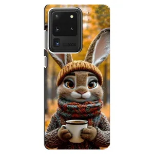 Друкований чохол 'Звірята з кавою' для Samsung Galaxy S20 Ultra (Зайчик з кавою)