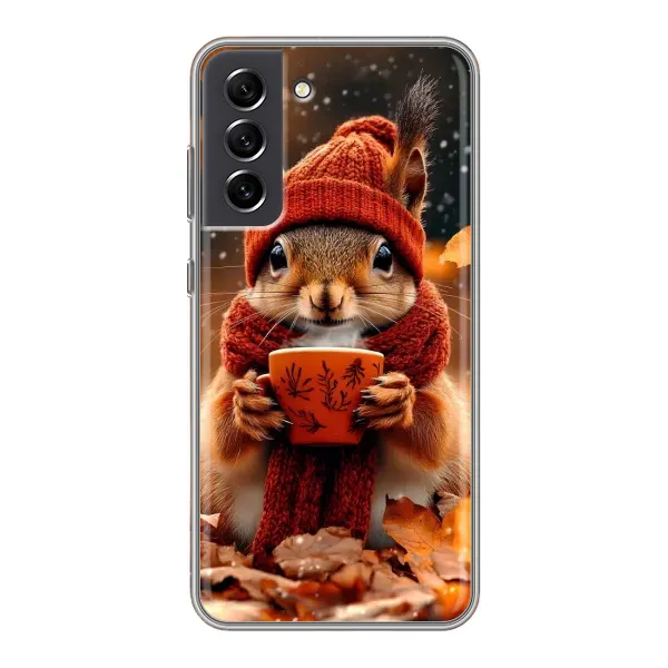 Чехол с рисунком «Белка с кофе» для Samsung Galaxy S21 FE Чехол с рисунком «Белка с кофе» для Samsung Galaxy S21 FE