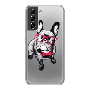 Чехол (ТПУ) Милые собачки для Samsung Galaxy S21 FE (Бульдог в очках)