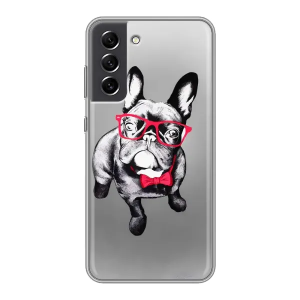 Чехол с рисунком «Бульдог в очках» для Samsung Galaxy S21 FE Чехол с рисунком «Бульдог в очках» для Samsung Galaxy S21 FE
