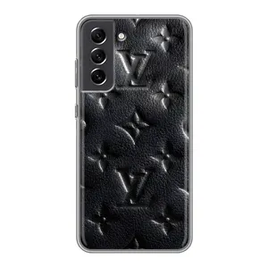 Текстурный Чехол Louis Vuitton для Самсунг С21 ФЕ (Черный ЛВ)