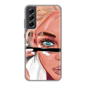 Силиконовый Чехол на Samsung Galaxy S21 FE с картинкой Стильных Девушек (Девушка и ресницы)