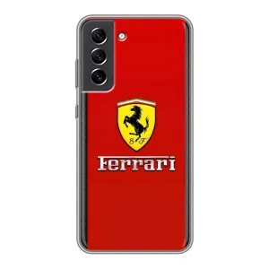 Силиконовый бампер с картинкой машины на Samsung Galaxy S21 FE (Ferrari Logo)