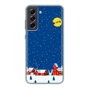 Силиконовый бампер на рождество для Samsung Galaxy S21 FE (Город в снегу)