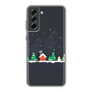 Силиконовый бампер на рождество для Samsung Galaxy S21 FE (Город зимний)