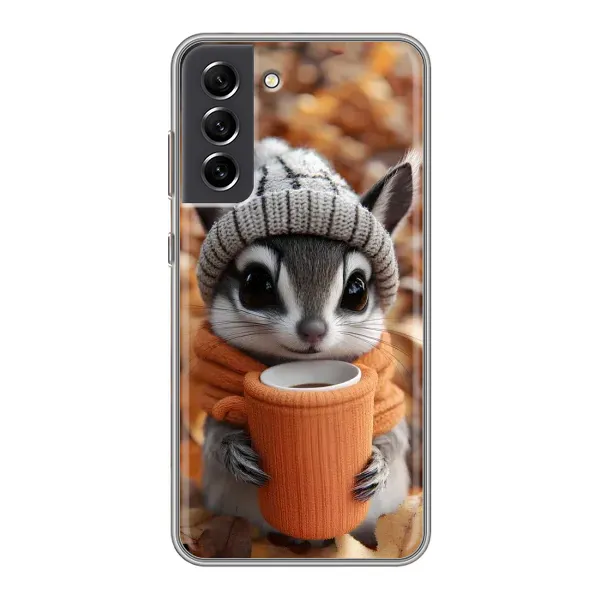 Чехол с рисунком «Грызунчик с кофе» для Samsung Galaxy S21 FE Чехол с рисунком «Грызунчик с кофе» для Samsung Galaxy S21 FE