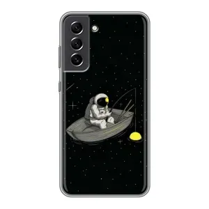 Силиконовый Чехол с принтом "Космонавты" на Samsung Galaxy S21 FE (Космонавт на рыбалке)