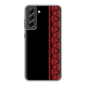 Силиконовый Чехол на Samsung Galaxy S21 FE (Красная Вышиванка)