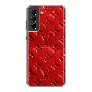Текстурный Чехол Louis Vuitton для Самсунг С21 ФЕ (Красный ЛВ)