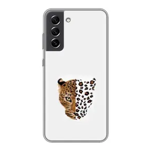 Чехол с леопардовым принтом на Samsung Galaxy S21 FE (Леопард на белом)