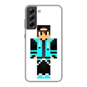 Чохли для Samsung Galaxy S21 FE (Персонажі МайнКрафт) (Хлопчик у блакитному)