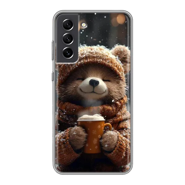 Чехол с рисунком «Медвежонок с кофе» для Samsung Galaxy S21 FE Чехол с рисунком «Медвежонок с кофе» для Samsung Galaxy S21 FE