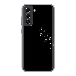 Чехол с картинками на черном фоне для Samsung Galaxy S21 FE (Ноты)