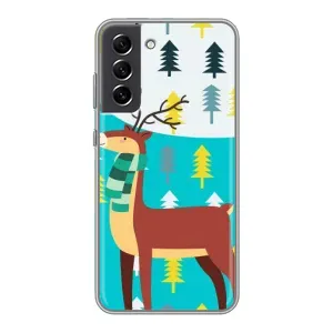 Силиконовый бампер с картинкой животных для Samsung Galaxy S21 FE (Олень с шарфом)