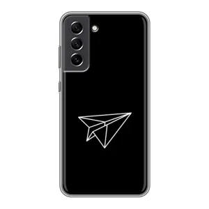 Чехол с картинками на черном фоне для Samsung Galaxy S21 FE (Самолетик)