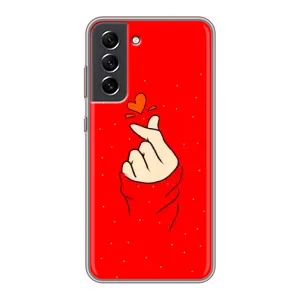 Чехлы (Знак сердечка) на Samsung Galaxy S21 FE (Сердце на красном)