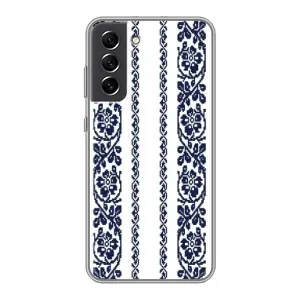 Силиконовый Чехол на Samsung Galaxy S21 FE с картинкой Вышиванки (Синяя вышиванка)