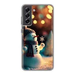 Чехлы на Новый Год Samsung Galaxy S21 FE (Снеговик праздничный)