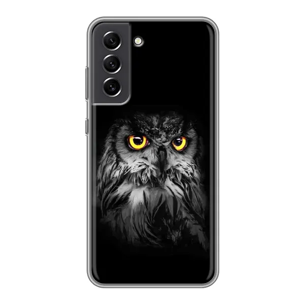 Чехол с рисунком «Сова на чёрном» для Samsung Galaxy S21 FE Чехол с рисунком «Сова на чёрном» для Samsung Galaxy S21 FE