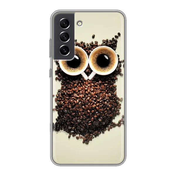 Чехол с рисунком «Сова с зерен кофе» для Samsung Galaxy S21 FE Чехол с рисунком «Сова с зерен кофе» для Samsung Galaxy S21 FE