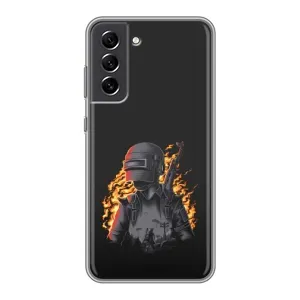 Чохол з картинкою "Герой Pubg" на Samsung Galaxy S21 FE (В полум'ї)