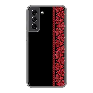 Силиконовый Чехол на Samsung Galaxy S21 FE с картинкой Вышиванки (Вышиванка на черном)