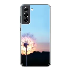 Силиконовый Чехол с одуванчиками на Samsung Galaxy S21 FE (Закат с одуванчиком)