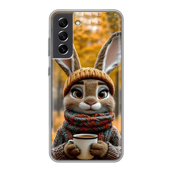 Чехол с рисунком «Зайчик с кофе» для Samsung Galaxy S21 FE Чехол с рисунком «Зайчик с кофе» для Samsung Galaxy S21 FE