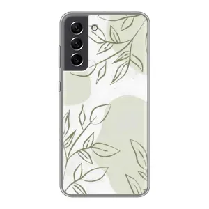 Чехол цветочный дизайн для Samsung Galaxy S21 FE (Зелёный дизайн)