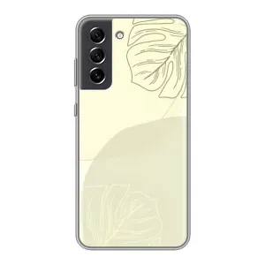 Чехол цветочный дизайн для Samsung Galaxy S21 FE (Зелёный фон)