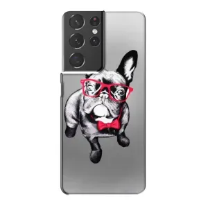 Чехол (ТПУ) Милые собачки для Samsung Galaxy S21 Plus (Бульдог в очках)