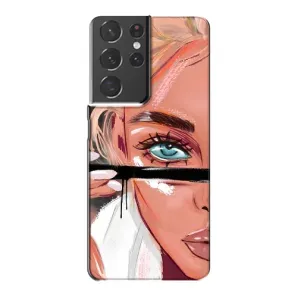 Силиконовый Чехол на Samsung Galaxy S21 Plus с картинкой Стильных Девушек (Девушка и ресницы)