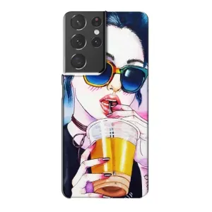 Чехол с картинкой Модные Девчонки Samsung Galaxy S21 Plus (Девушка с коктейлем)