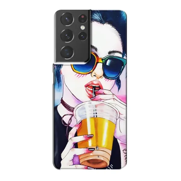 Чехол с рисунком «Девушка с коктейлем» для Samsung Galaxy S21 Plus Чехол с рисунком «Девушка с коктейлем» для Samsung Galaxy S21 Plus