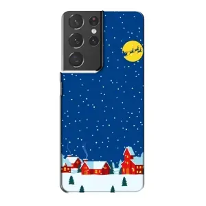 Силиконовый бампер на рождество для Samsung Galaxy S21 Plus (Город в снегу)