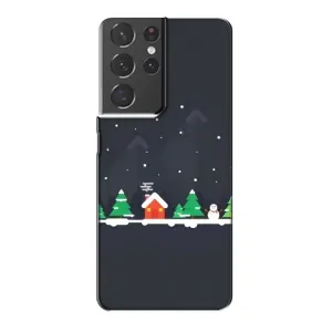 Силиконовый бампер на рождество для Samsung Galaxy S21 Plus (Город зимний)