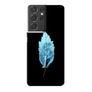 Чехол с картинками на черном фоне для Samsung Galaxy S21 Plus (Листочек)